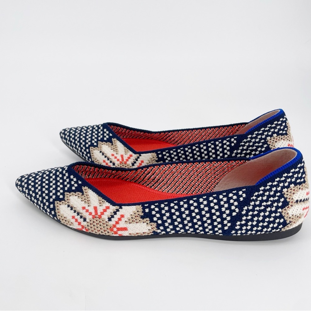 Rare Sapphire Floral Print Rothys Flat Point Shoes - Picture 4 of 6